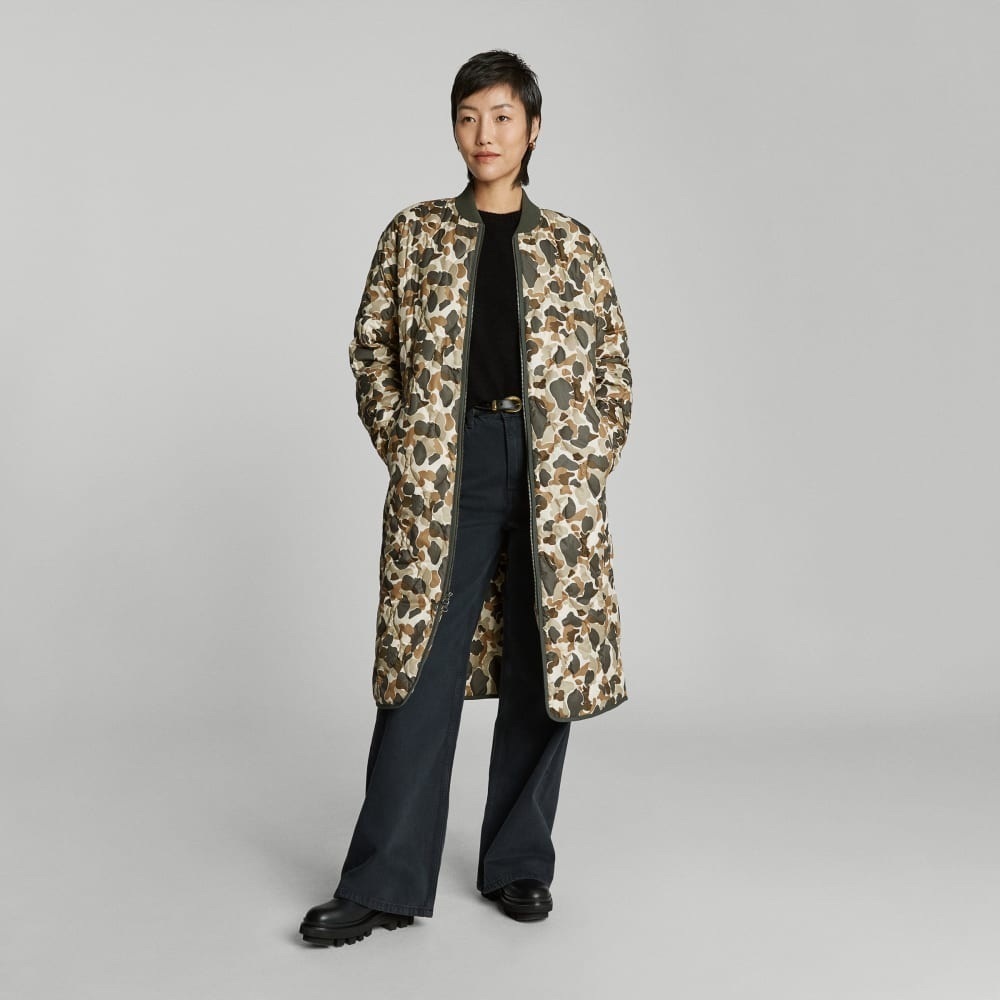 NWT Everlane Camouflage THE RENEW LONG LINER Jacket